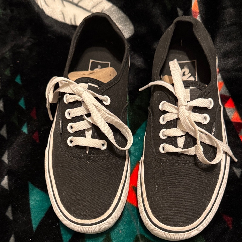 Vans Black and White Women's Sneakers checked sidewalls